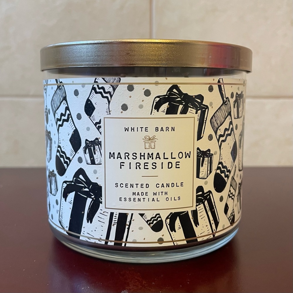 NEW WHITE BARN MARSHMALLOW FIRESIDE 3-WICK CANDLE Bath Body Works S’more 14.5 oz